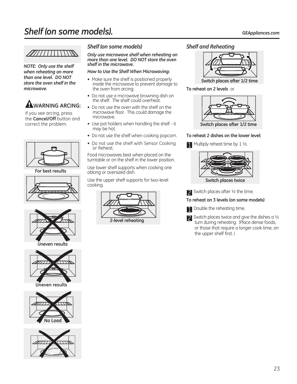 Shelf (on some models) | GE JVM7195RFSS User Manual | Page 23 / 60