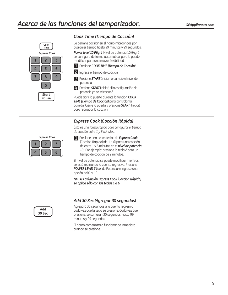 Acerca de las funciones del temporizador | GE JVM7195RFSS User Manual | Page 41 / 60