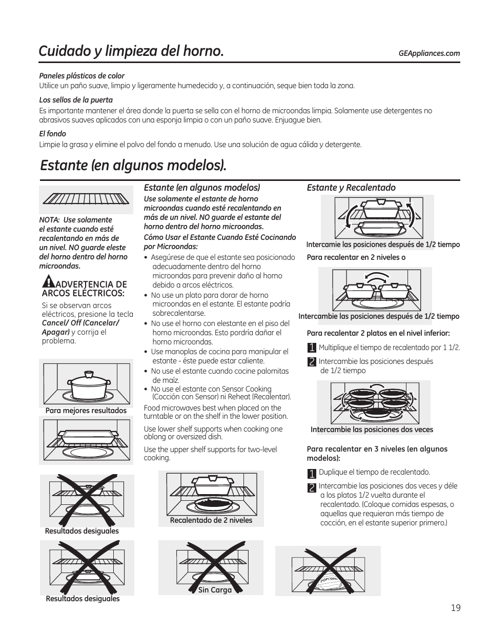 Cuidado y limpieza del horno, Estante (en algunos modelos) | GE JVM7195RFSS User Manual | Page 51 / 60