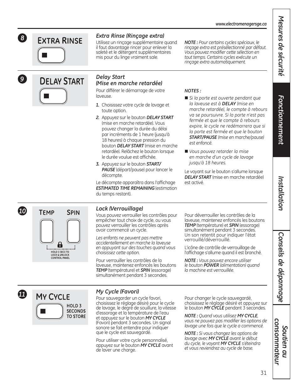 GE WCVH4800KWW User Manual | Page 31 / 76