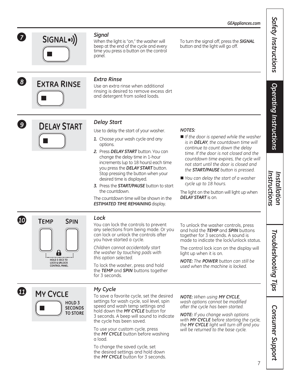 GE WCVH4800KWW User Manual | Page 7 / 76