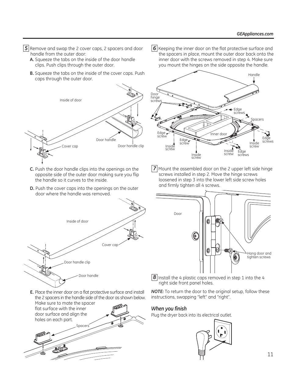 When you finish | GE GTDP740GDWW User Manual | Page 11 / 32