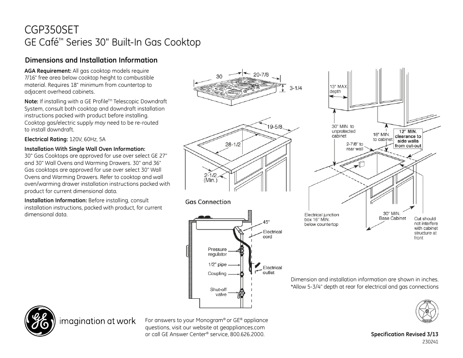 GE CGP350SETSS User Manual | 2 pages