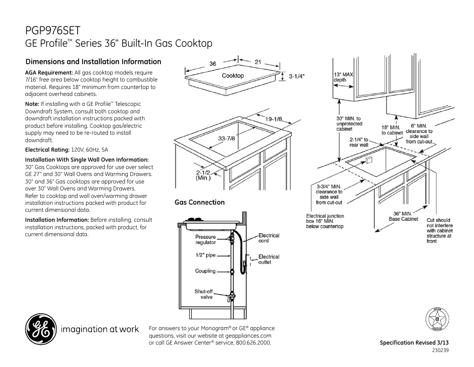 GE PGP976SETSS User Manual | 2 pages