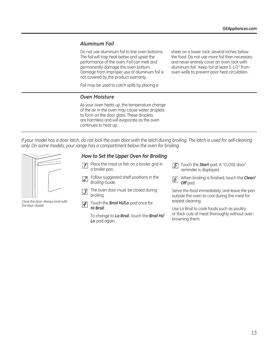 How to set the upper oven for broiling | GE JGBP27DEMWW User Manual | Page 13 / 112