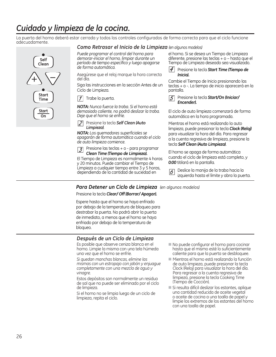 Después de un ciclo de limpieza, Cuidado у limpieza de la cocina | GE JGBP27DEMWW User Manual | Page 82 / 112