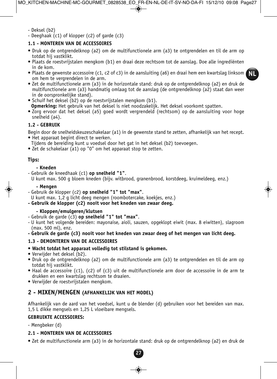 2 - mixen/mengen | Moulinex MASTERCHEF GOURMET QA402G User Manual | Page 23 / 82