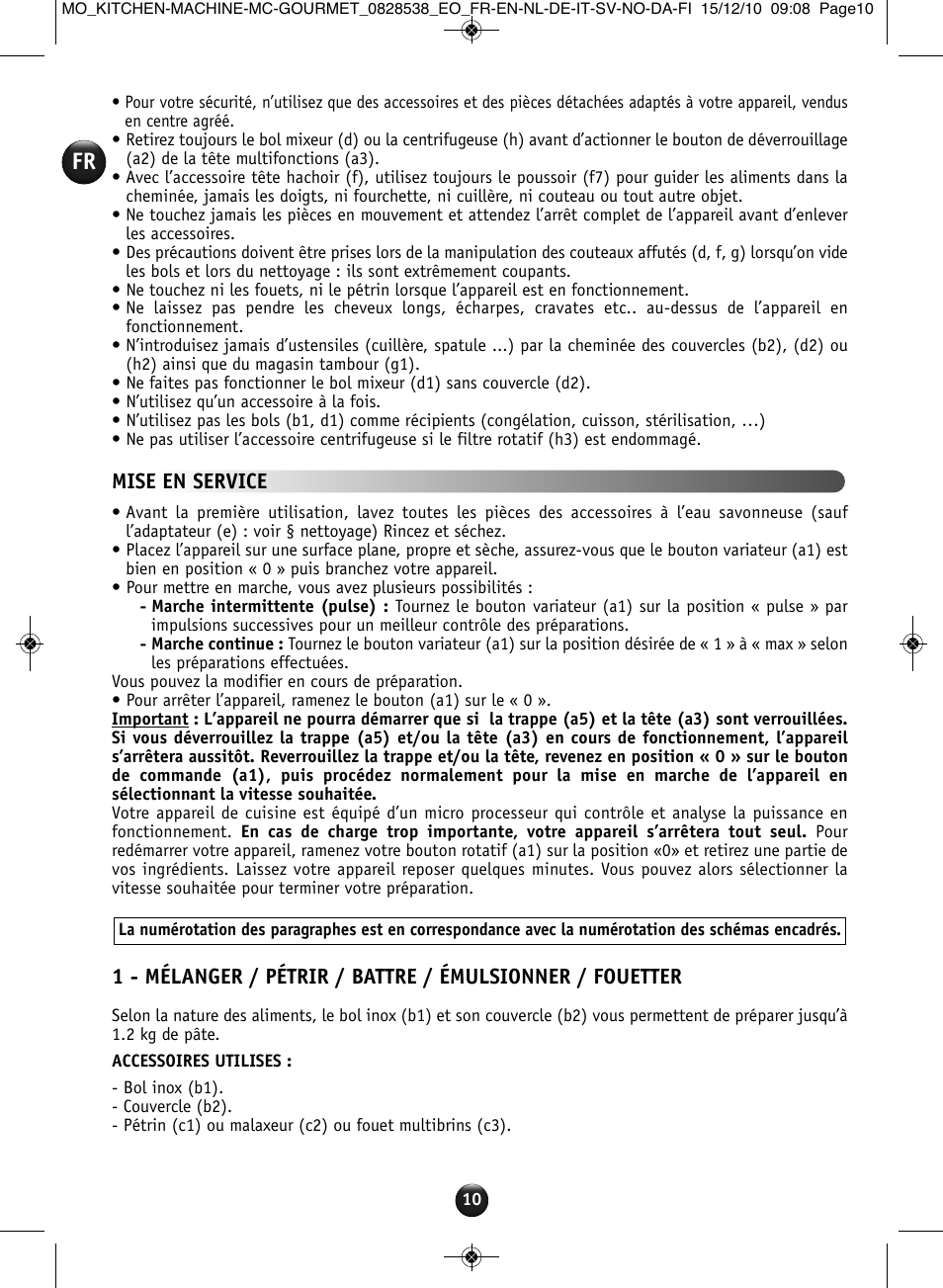 Mise en service | Moulinex MASTERCHEF GOURMET QA402G User Manual | Page 6 / 82