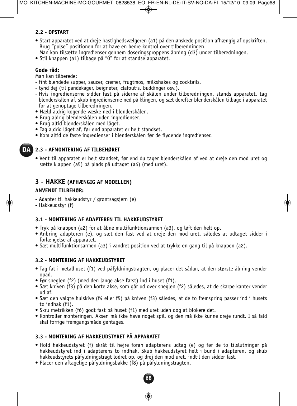 3 - hakke | Moulinex MASTERCHEF GOURMET QA402G User Manual | Page 64 / 82
