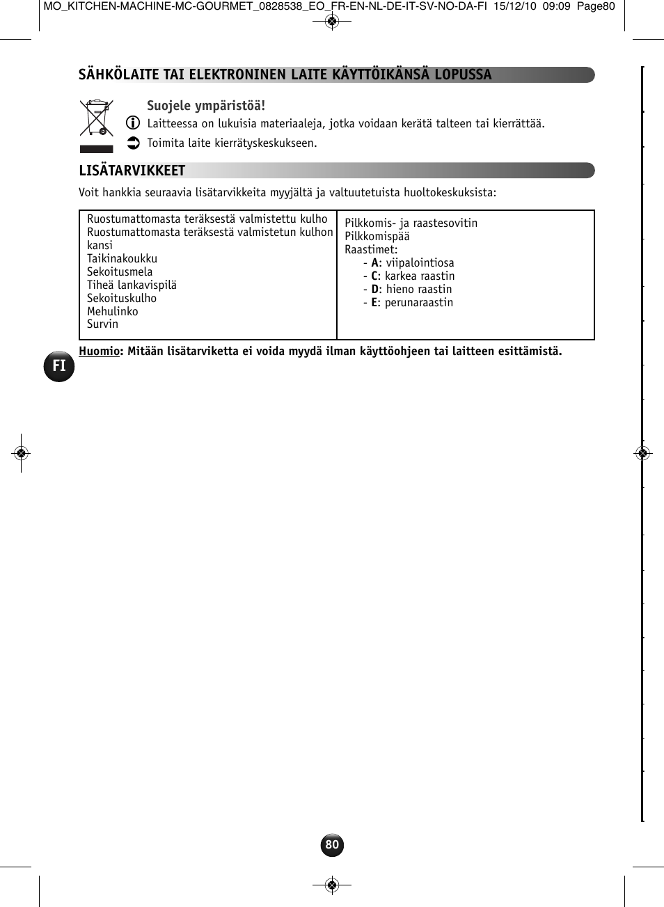 Moulinex MASTERCHEF GOURMET QA402G User Manual | Page 76 / 82