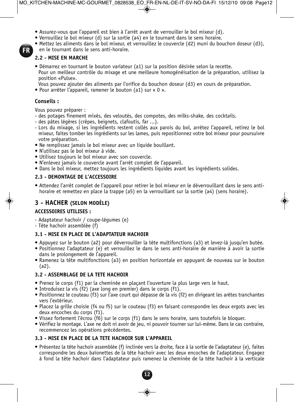 3 - hacher | Moulinex MASTERCHEF GOURMET QA402G User Manual | Page 8 / 82
