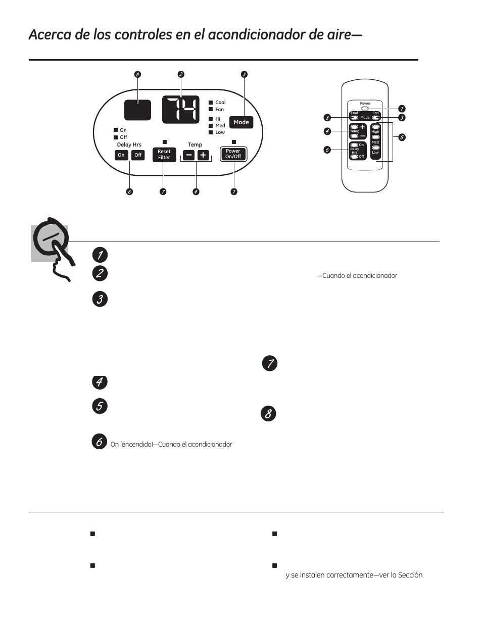 Controles, Control remoto, La apariencia podría variar | GE AJCQ08ACF User Manual | Page 42 / 56