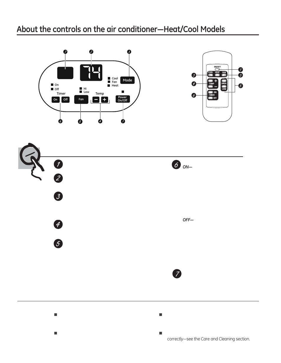 Controls, Air conditioner controls, Remote control | GE AJCQ08ACF User Manual | Page 6 / 56