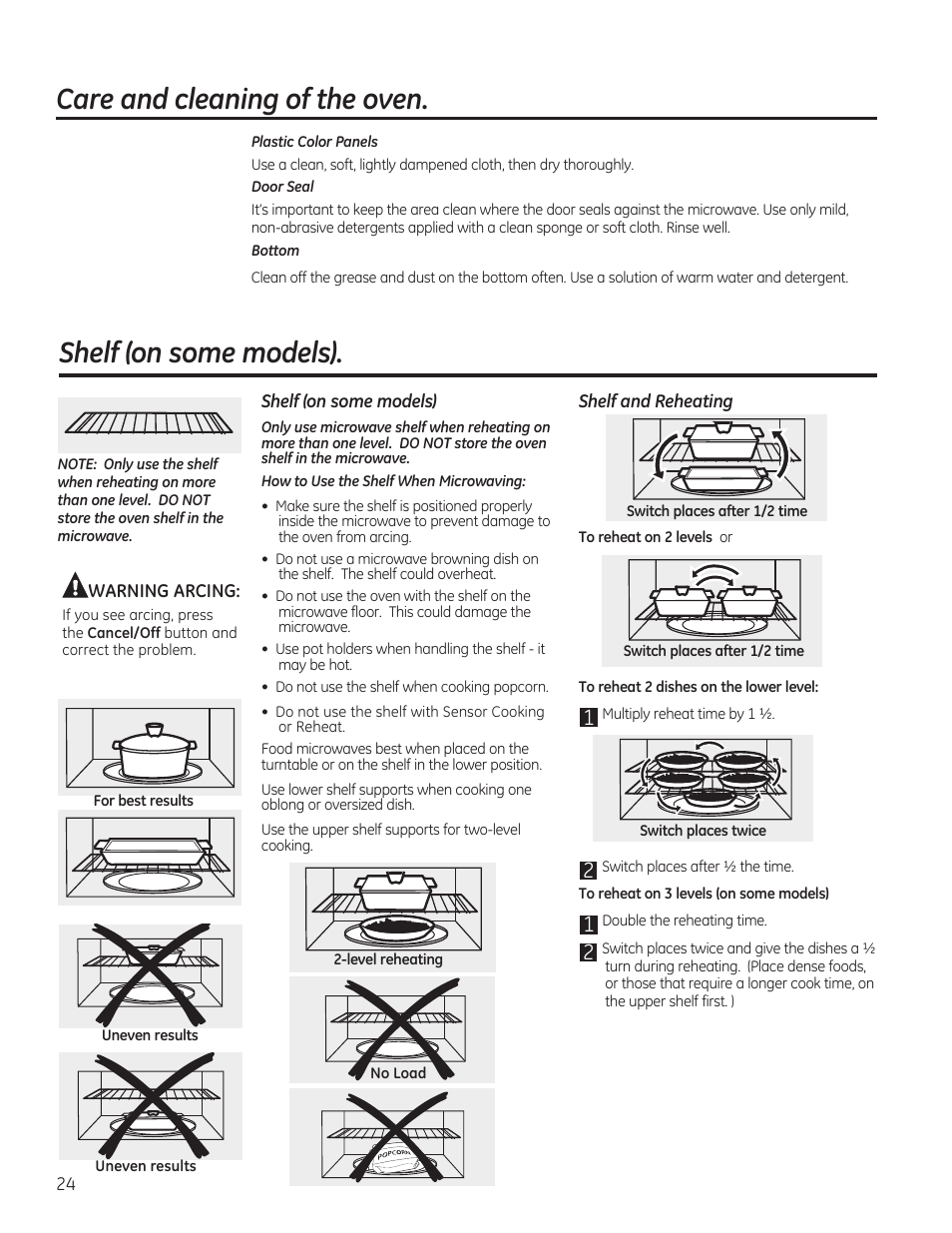 Care and cleaning of the oven, Shelf (on some models) | GE PVM9215DFBB User Manual | Page 24 / 60