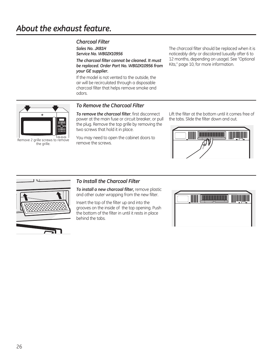 About the exhaust feature | GE PVM9215DFBB User Manual | Page 26 / 60