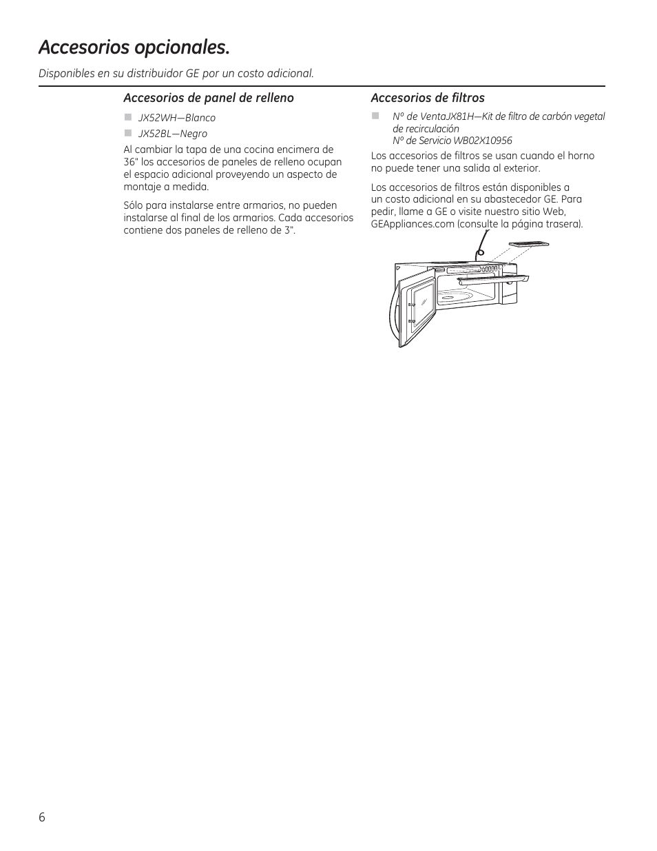 Accesorios opcionales | GE PVM9215DFBB User Manual | Page 38 / 60