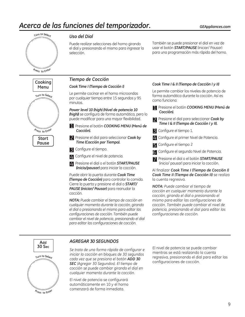Acerca de las funciones del temporizador | GE PVM9215DFBB User Manual | Page 41 / 60