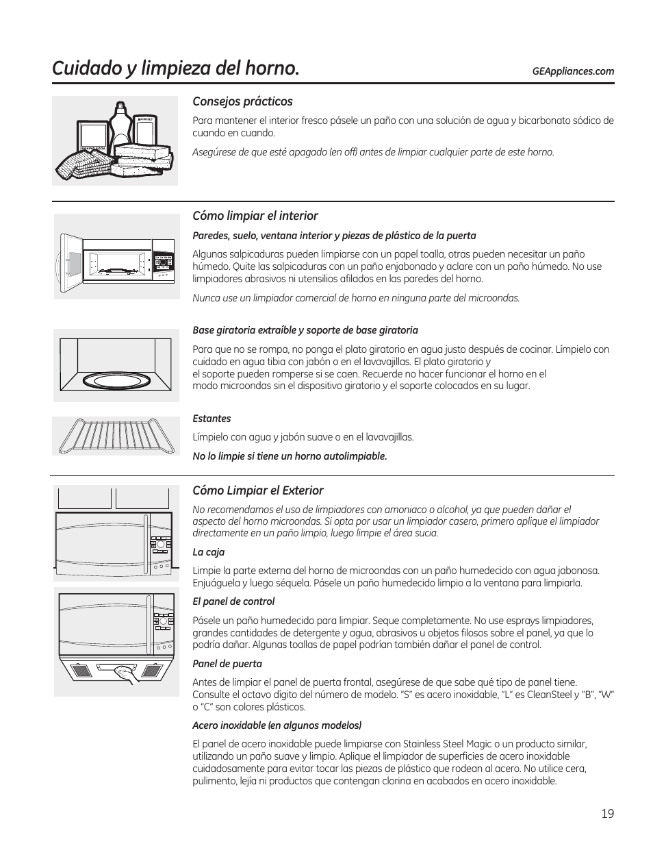 Cuidado y limpieza del horno | GE PVM9215DFBB User Manual | Page 51 / 60