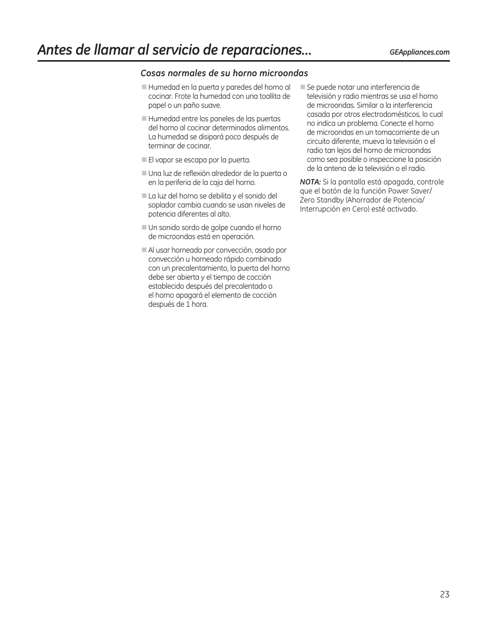 Antes de llamar al servicio de reparaciones | GE PVM9215DFBB User Manual | Page 55 / 60
