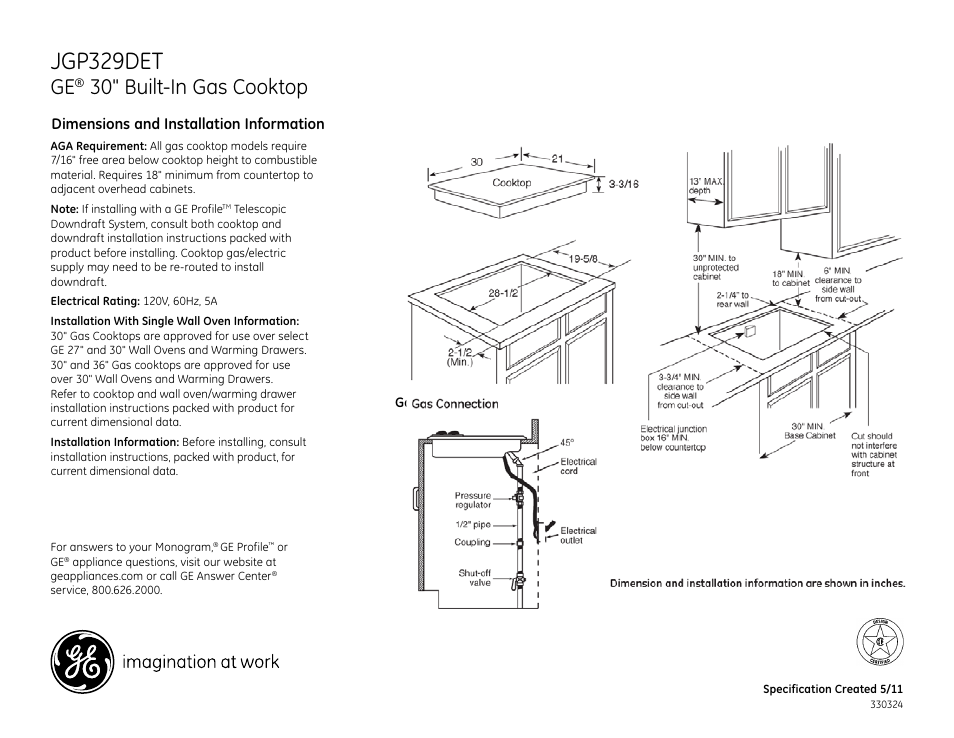 GE JGP329DETBB User Manual | 2 pages
