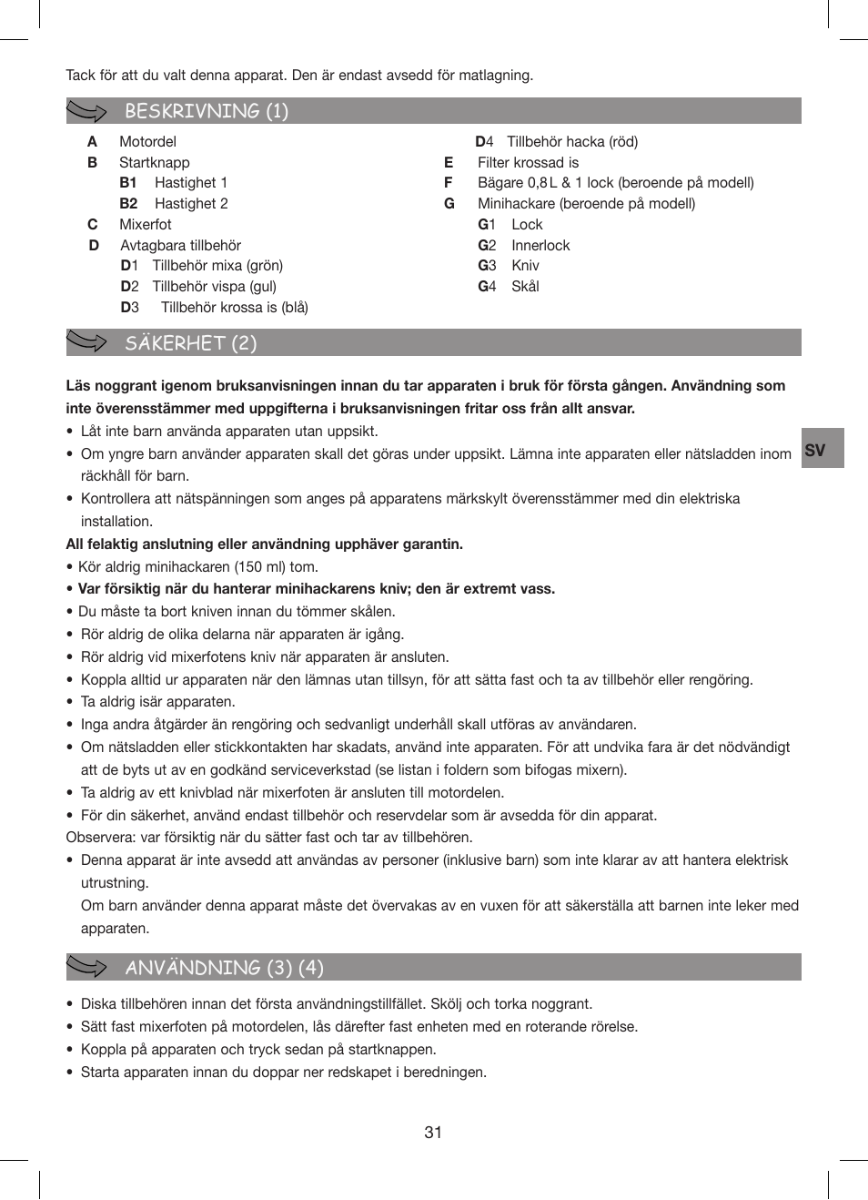 Moulinex Hapto Click and Mix User Manual | Page 31 / 54