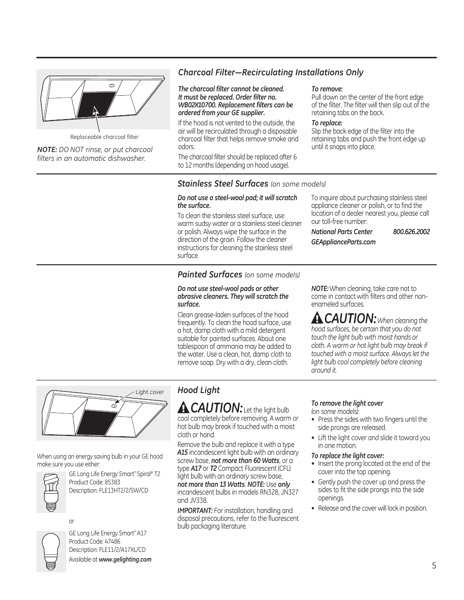 Caution | GE JV347HWW User Manual | Page 5 / 16