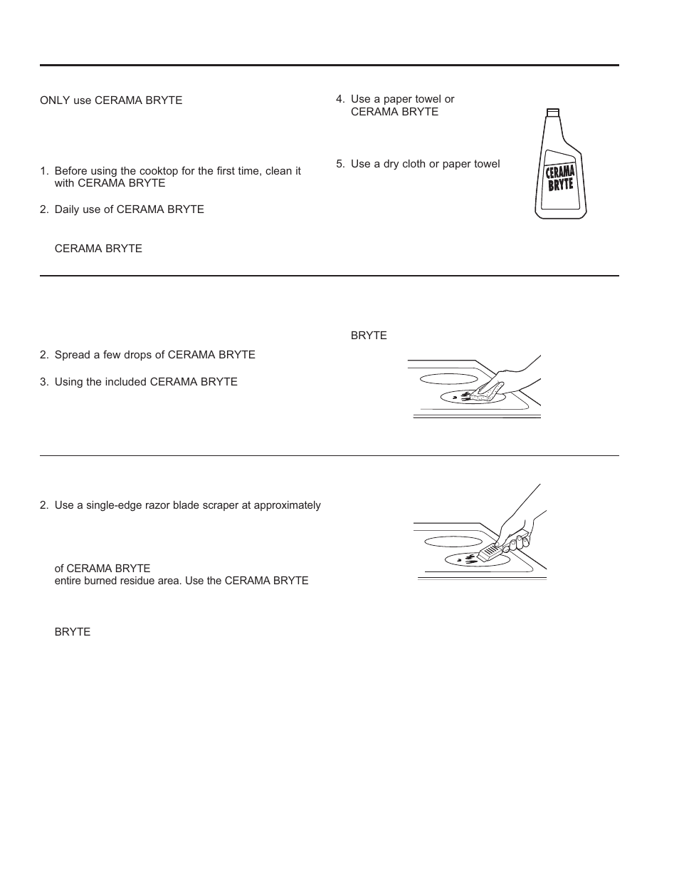 Care and cle aning: cleaning the glass cooktop, Cleaning the glass cooktop, Normal daily use cleaning | Burned-on residue, Heavy, burned-on residue | GE JD630DFWW User Manual | Page 19 / 56