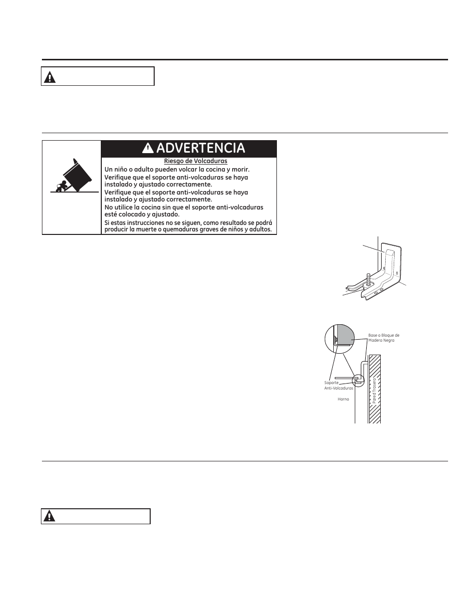 Informa ción de segurid ad, Dispositivo anti-volcaduras advertencia, Advertencia | GE JD630DFWW User Manual | Page 30 / 56