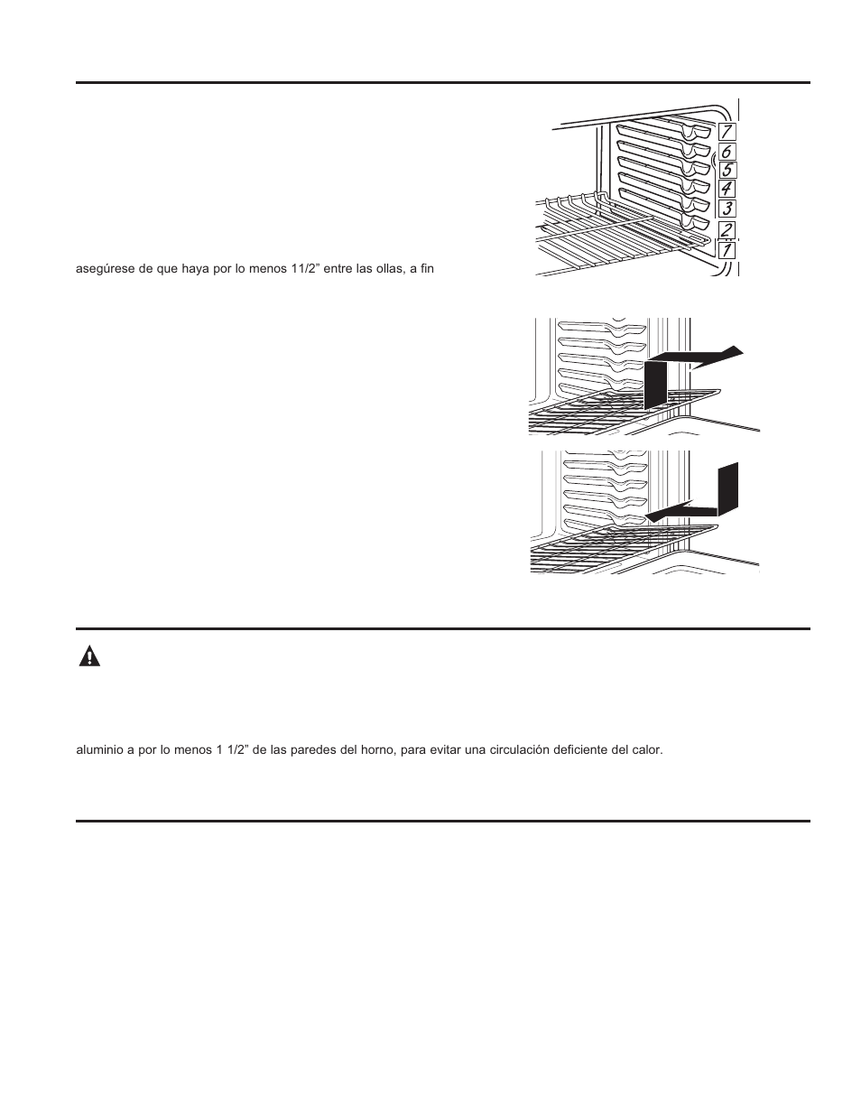 Estantes del horno utensilios, Papel de aluminio y cobertores del horno, Precaución | GE JD630DFWW User Manual | Page 42 / 56