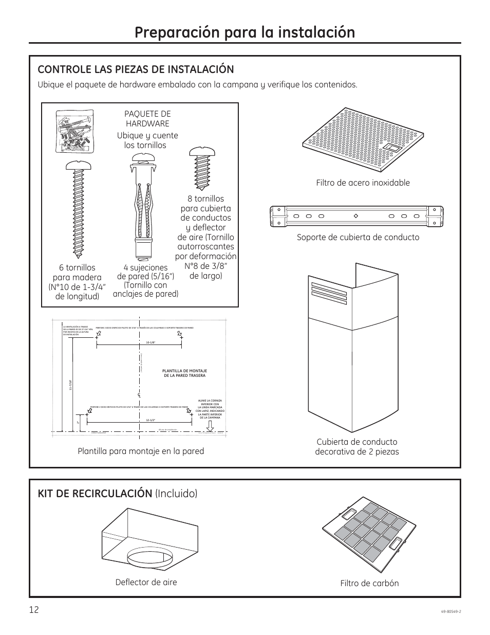 Preparación para la instalación | GE PV970NSS User Manual | Page 38 / 52