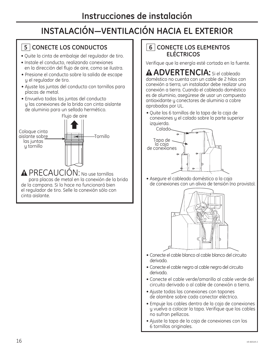 Precaución, Advertencia | GE PV970NSS User Manual | Page 42 / 52