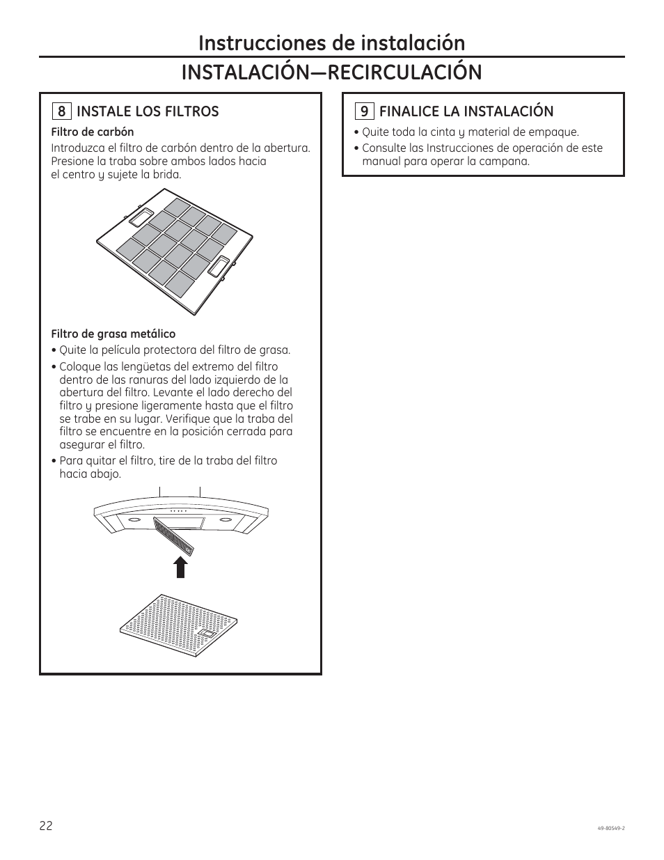Instrucciones de instalación | GE PV970NSS User Manual | Page 48 / 52