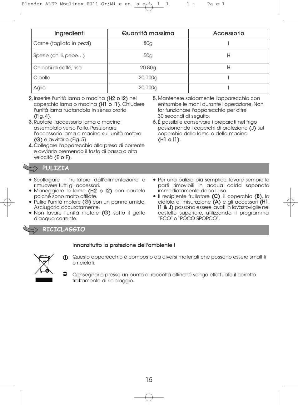 Moulinex MINI MULTI DELUXE LM125G User Manual | Page 18 / 60