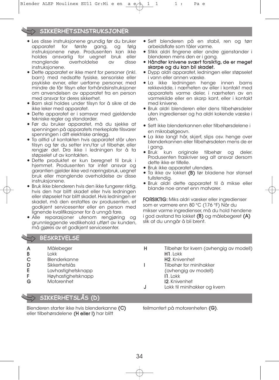 Moulinex MINI MULTI DELUXE LM125G User Manual | Page 37 / 60