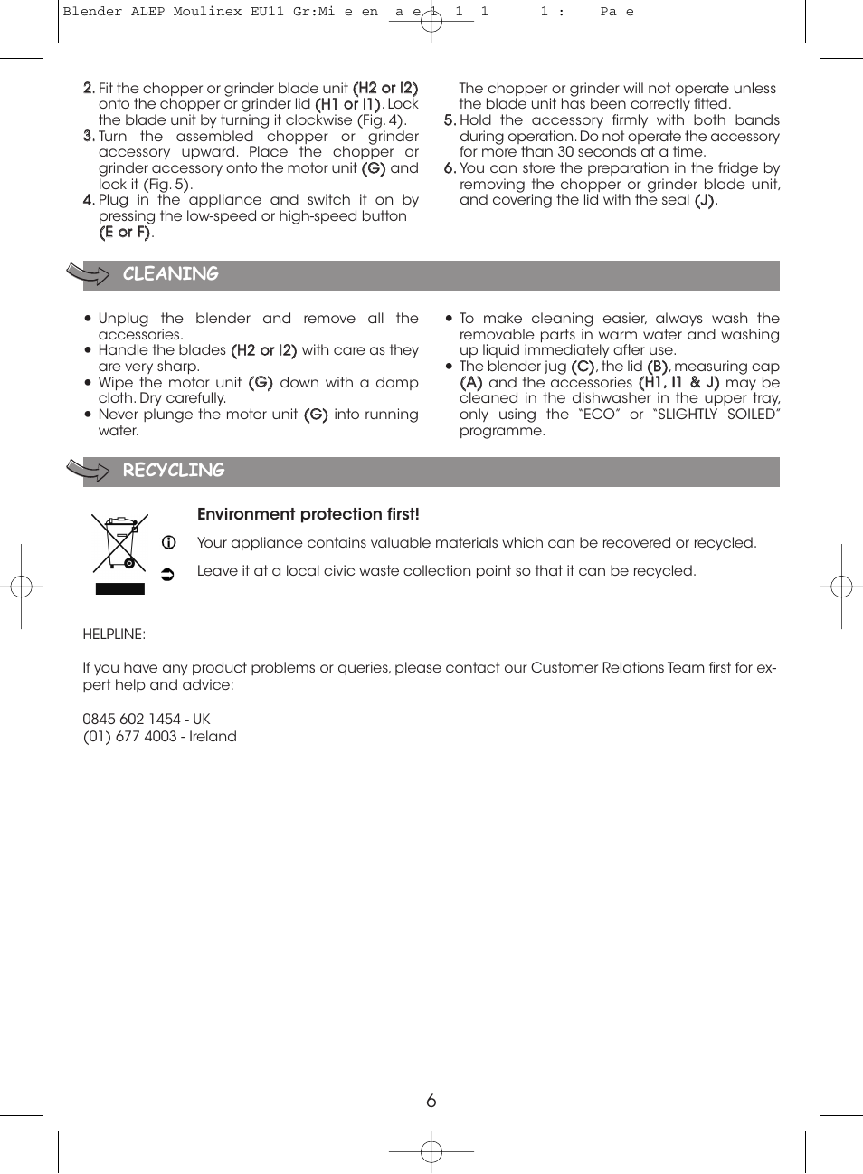 Cleaning recycling | Moulinex MINI MULTI DELUXE LM125G User Manual | Page 9 / 60