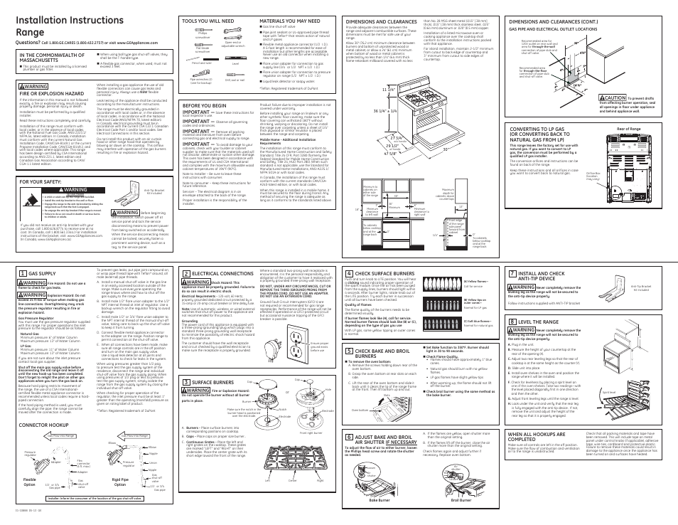 GE PGB920DEFWW User Manual | 1 page