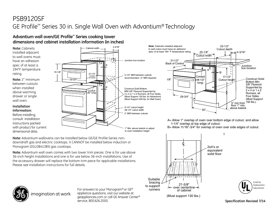 GE PSB9120SFSS User Manual | 3 pages