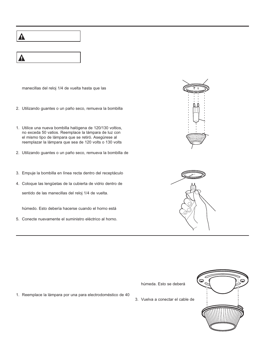 Cuidado y limpieza: mantenimiento, Mantenimiento, Advertencia | Precaución | GE JB650DFWW User Manual | Page 51 / 56