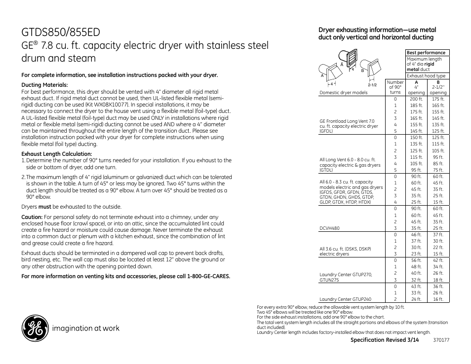 GE GTDS855EDMC User Manual | Page 2 / 3