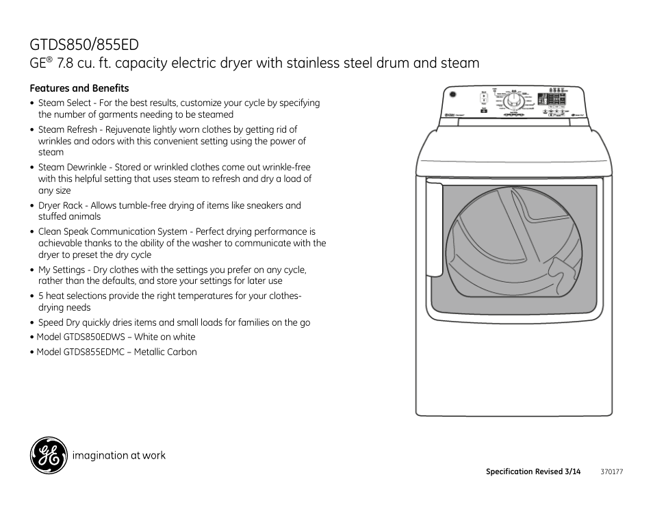 GE GTDS855EDMC User Manual | Page 3 / 3