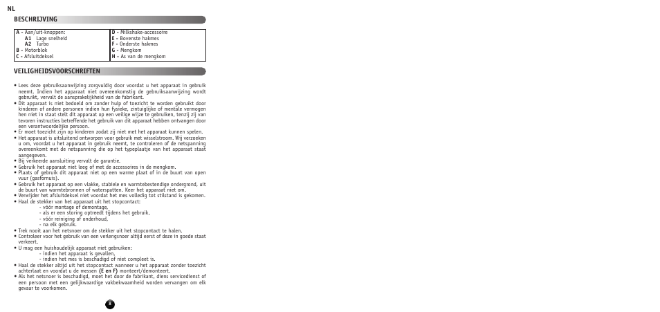 Nl beschrijving veiligheidsvoorschriften | Moulinex MULTI MOULINETTE AT712G User Manual | Page 10 / 108