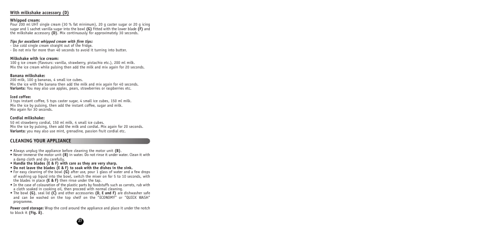 Cleaning your appliance | Moulinex MULTI MOULINETTE AT712G User Manual | Page 29 / 108