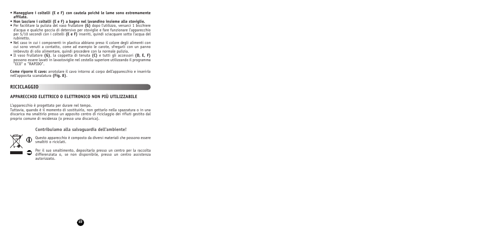 Riciclaggio | Moulinex MULTI MOULINETTE AT712G User Manual | Page 51 / 108