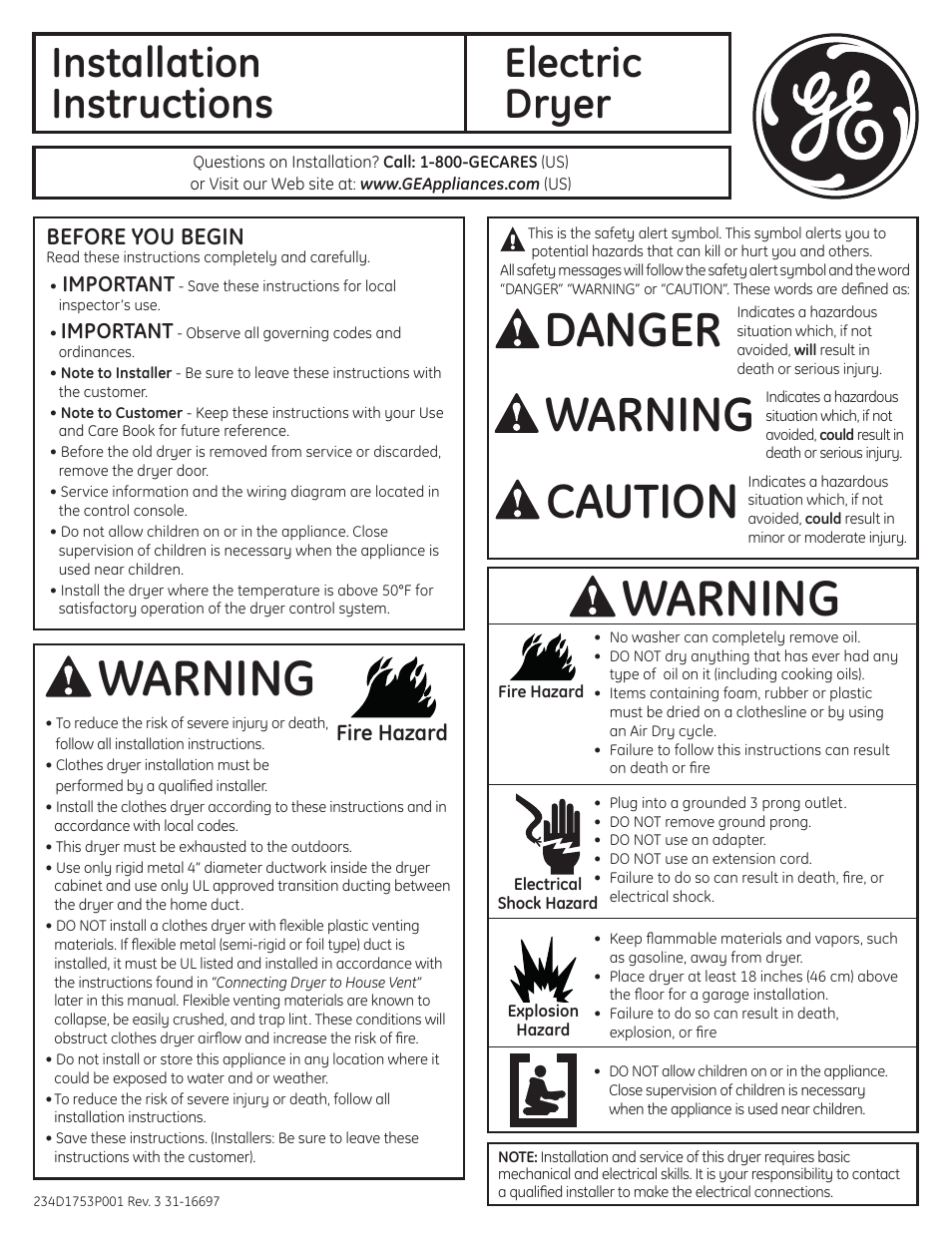 GE GTDP740EDWW User Manual | 16 pages