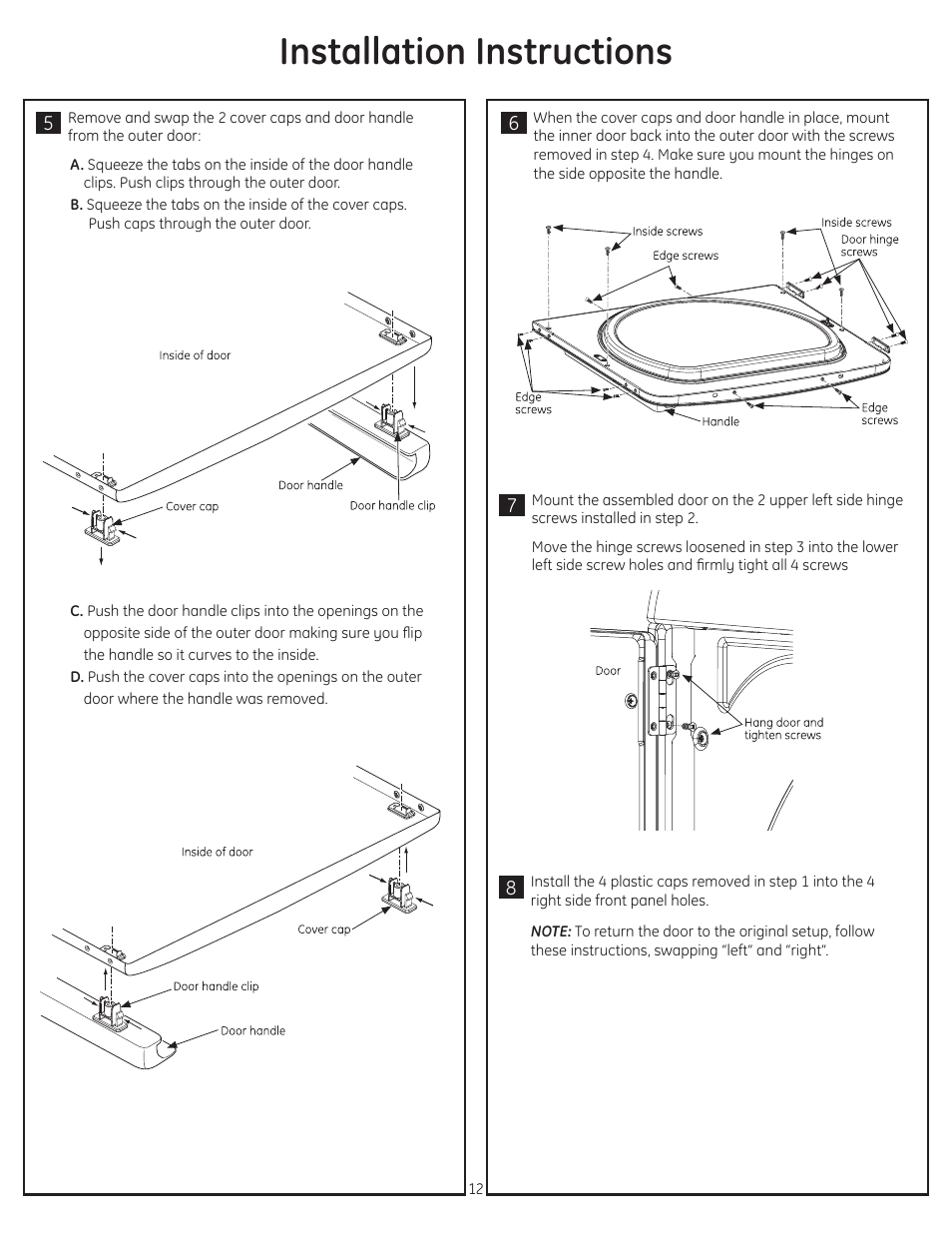 Installation instructions | GE GTDP740EDWW User Manual | Page 12 / 16