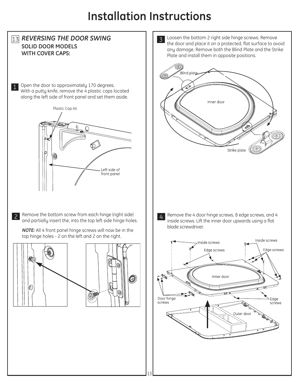 Installation instructions | GE GTDP740EDWW User Manual | Page 13 / 16