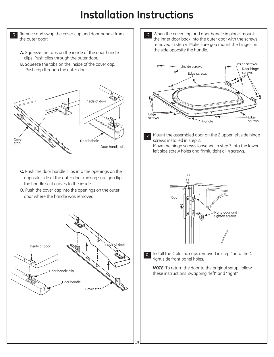 Installation instructions | GE GTDP740EDWW User Manual | Page 14 / 16