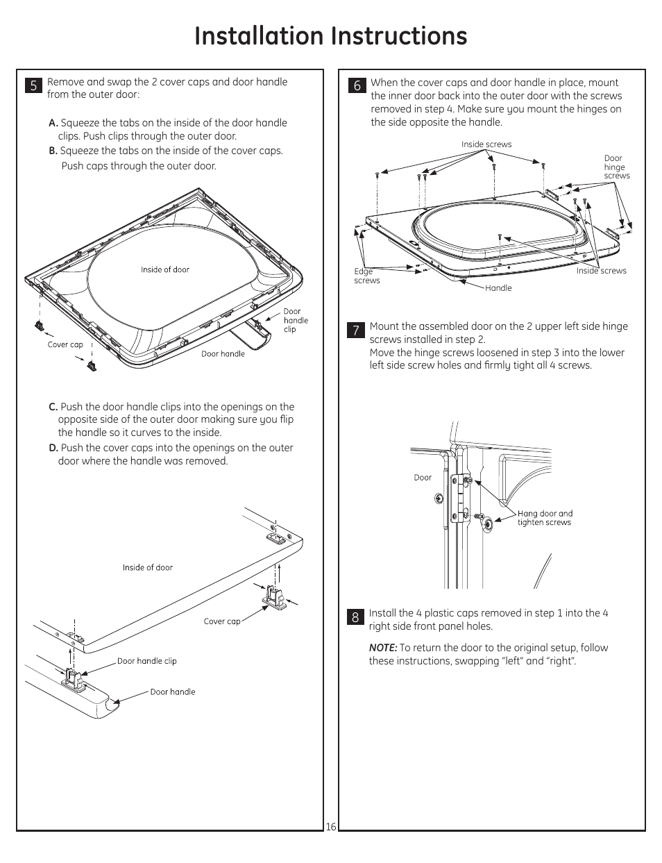 Installation instructions | GE GTDP740EDWW User Manual | Page 16 / 16