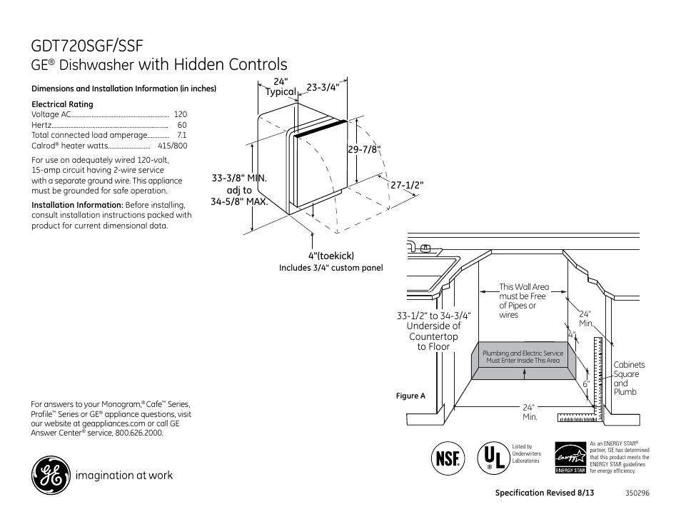 GE GDT720SGFWW User Manual | 2 pages