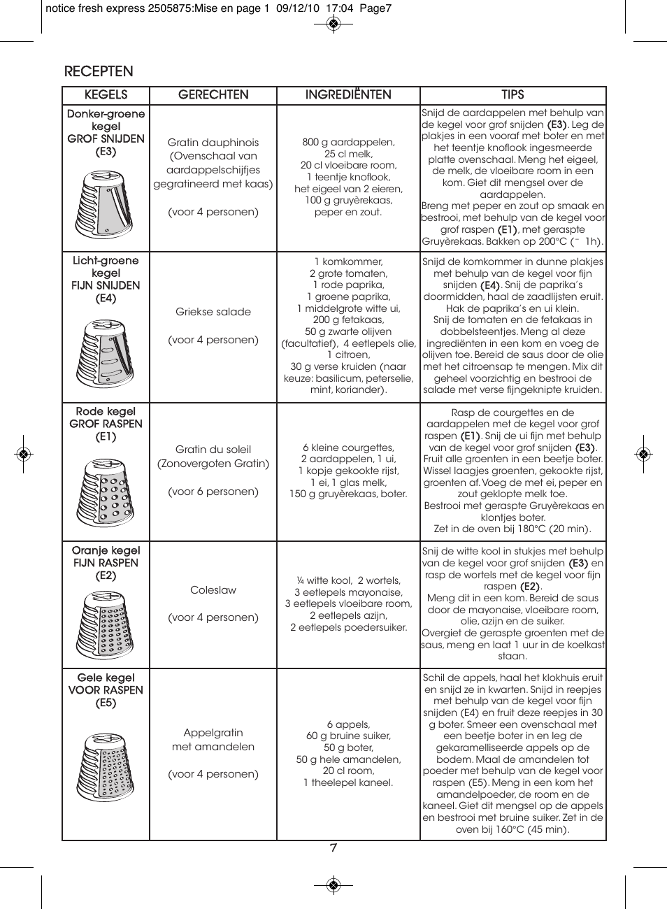 Recepten | Moulinex FRESH EXPRESS DJ750G User Manual | Page 11 / 76